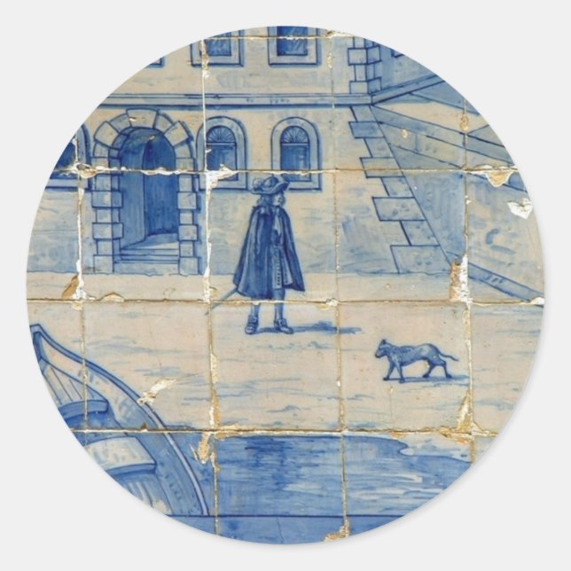 Sticker Rond Tuile d'azulejo (Devant)