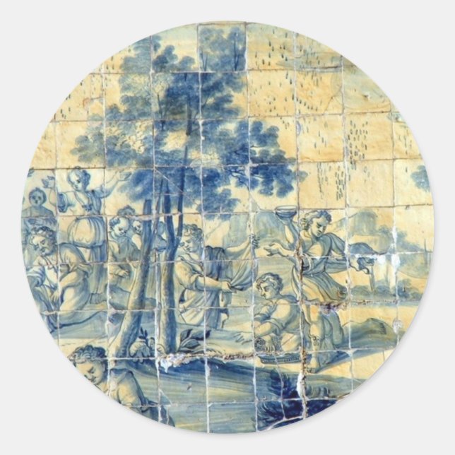 Sticker Rond Tuile d'azulejo (Devant)