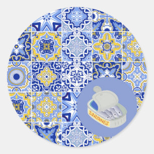 Sticker Rond Tuiles portugaises et sardines