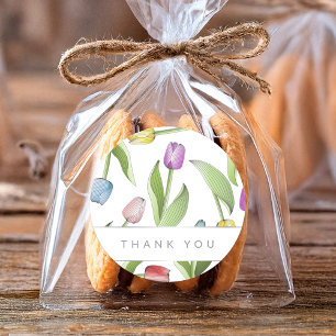 Sticker Rond Tulipe colorée Merci moderne