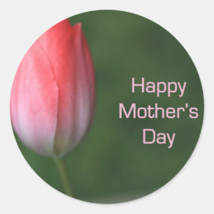 Sticker Rond tulipe rouge, bonne fête des mères