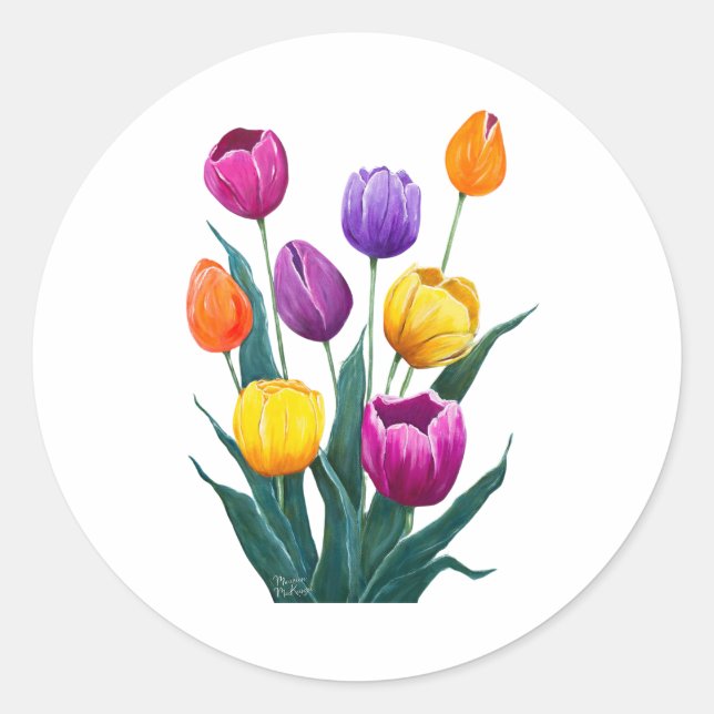 Sticker Rond Tulipes Colorées (Devant)
