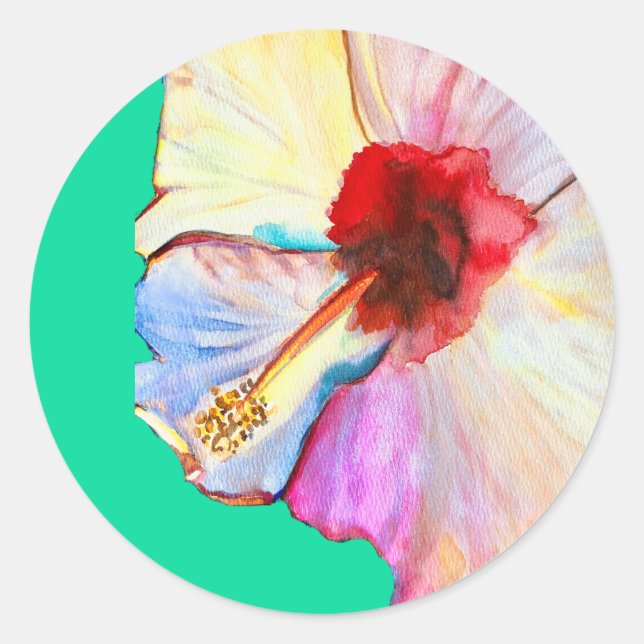 Sticker Rond Tulipes d'art à l'aquarelle rose (Devant)