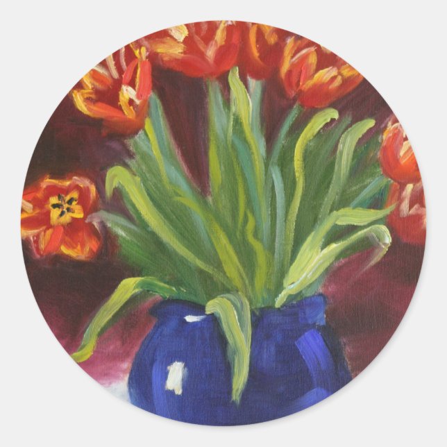 Sticker Rond "Tulipes d'avril" (Devant)