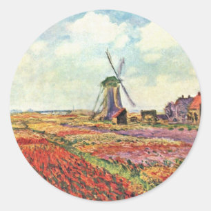 Sticker Rond Tulipes de Hollande par Claude Monet