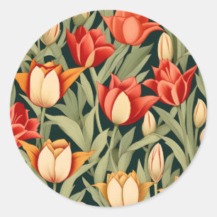 Sticker Rond Tulipes modernes vibrantes Florales