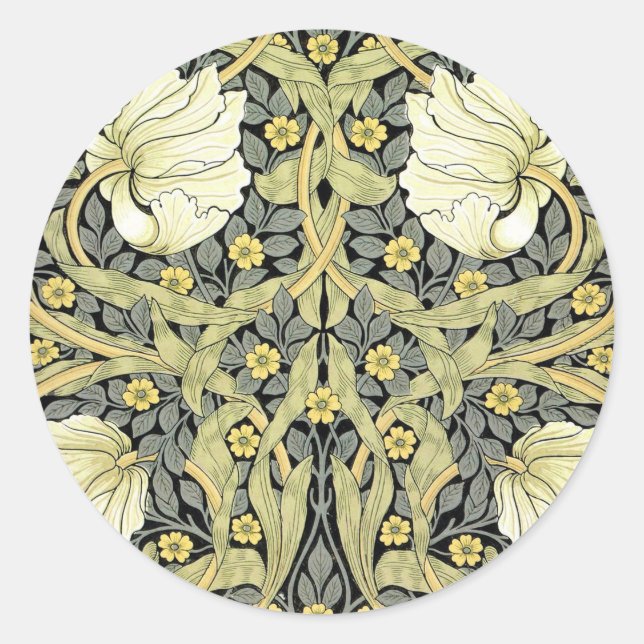 Sticker Rond Tulipes Pimpernel Art Botanique de William Morris (Devant)