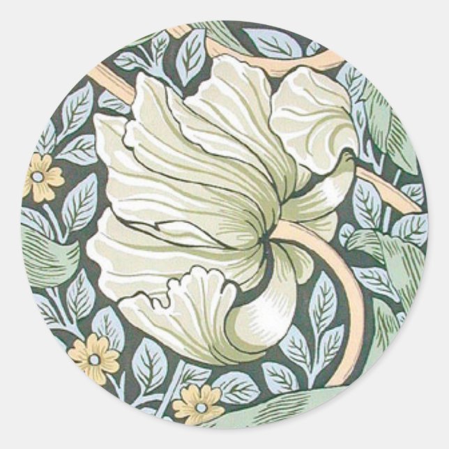Sticker Rond Tulipes Pimpernel Art Botanique de William Morris (Devant)