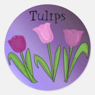 Sticker Rond Tulipes pourpres