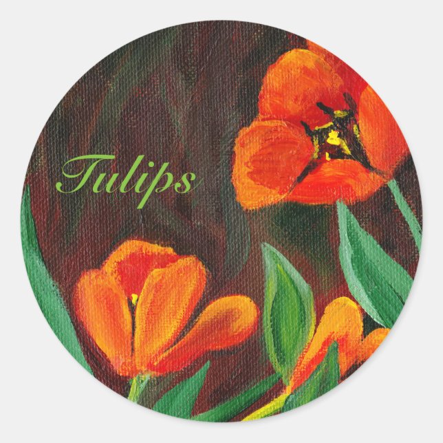 Sticker Rond Tulipes rouges (Devant)