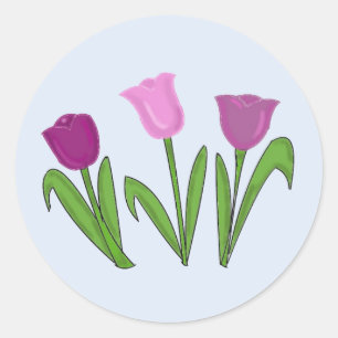 Sticker Rond Tulipes Violettes