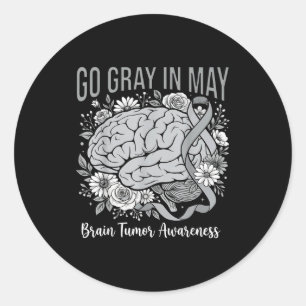 Sticker Rond Tumeur cérébrale sensibilisation porter gris en ma