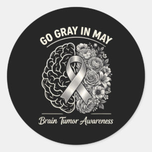 Sticker Rond Tumeur cérébrale sensibilisation porter gris en ma