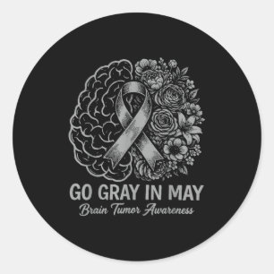 Sticker Rond Tumeur cérébrale sensibilisation porter gris en ma