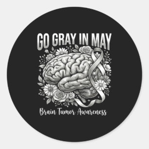 Sticker Rond Tumeur cérébrale sensibilisation porter gris en ma