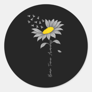 Sticker Rond Tumeur cérébrale sensibilisation tournesol ruban g