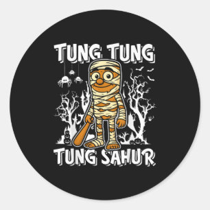 Sticker Rond Tung Tung Tung Sahur Halloween Momie Cerveau Itali