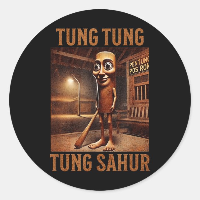 Sticker Rond Tung Tung Tung Sahur Italien Brainrot meme (Devant)