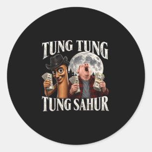 Sticker Rond Tung tung tung sahur john pork mème brainrot pour