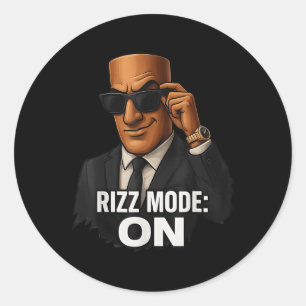 Sticker Rond Tung Tung Tung Sahur Rizz Mode Sur Italien Brainro