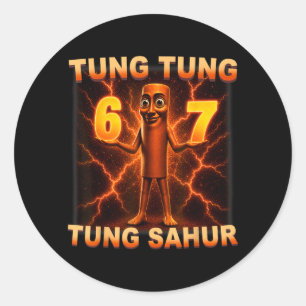Sticker Rond Tung Tung Tung Sahur Six Seven 67 Meme pour enfant