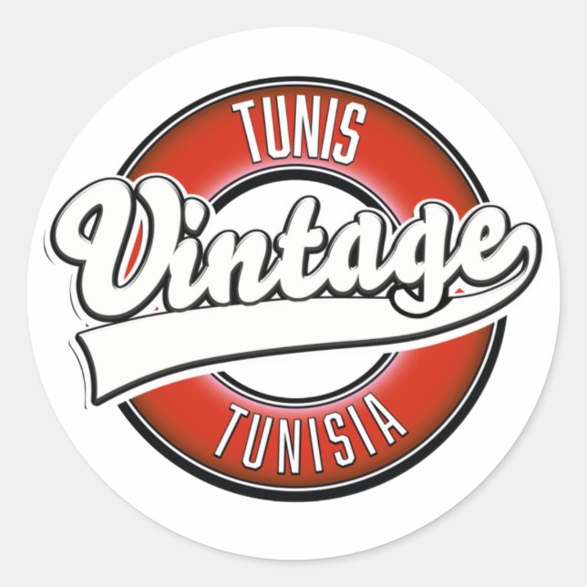 Sticker Rond Tunis Tunisie logo de style vintage (Devant)