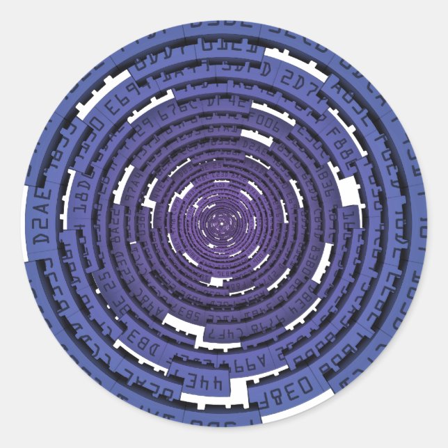 Sticker Rond Tunnel crypté - BLEU (Devant)