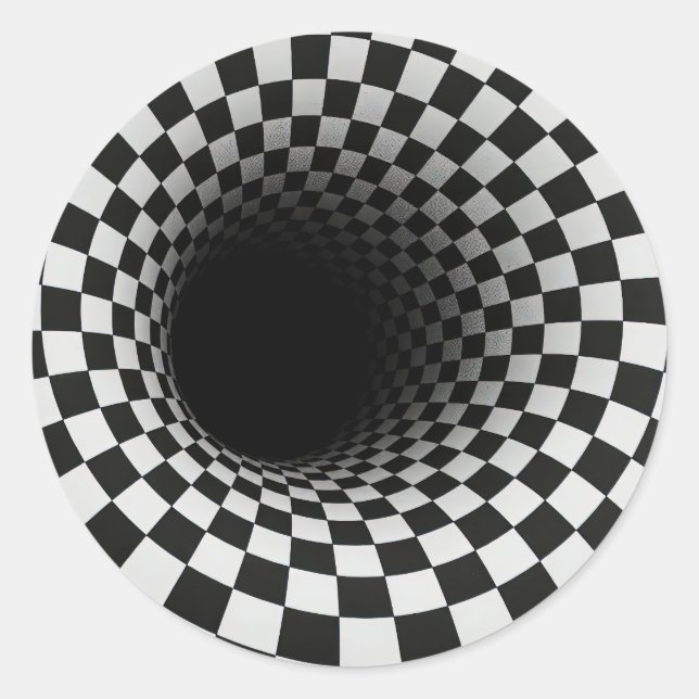 Sticker Rond Tunnel d'illusion optique en noir et blanc (Devant)