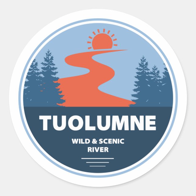 Sticker Rond Tuolumne Wild Et Rivière Pittoresque Californie (Devant)