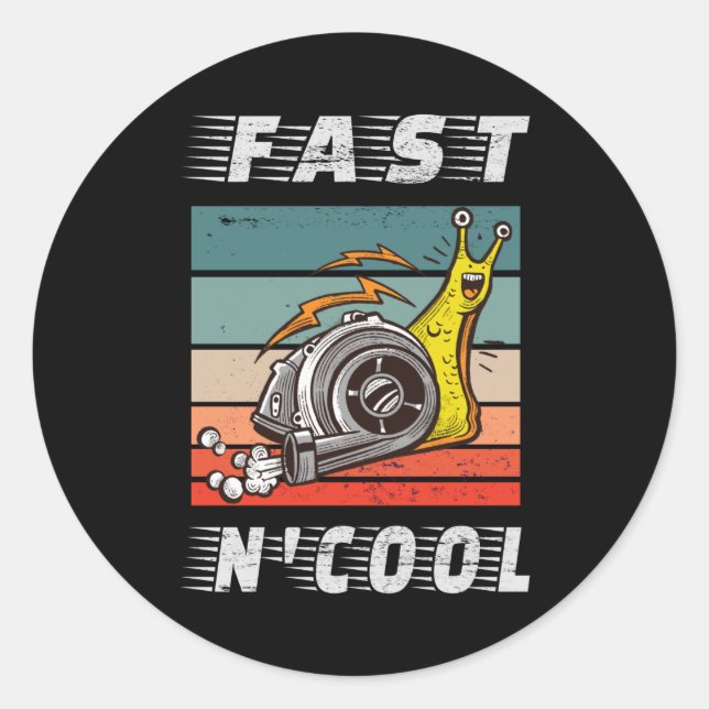 Sticker Rond Turbo escargot rapide et cool rapide n cool (Devant)