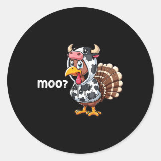 Sticker Rond Turc mou Moo Vache drôle Turquie Trot tenue Merci