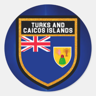 Sticker Rond Turcs et drapeau de la Caïques