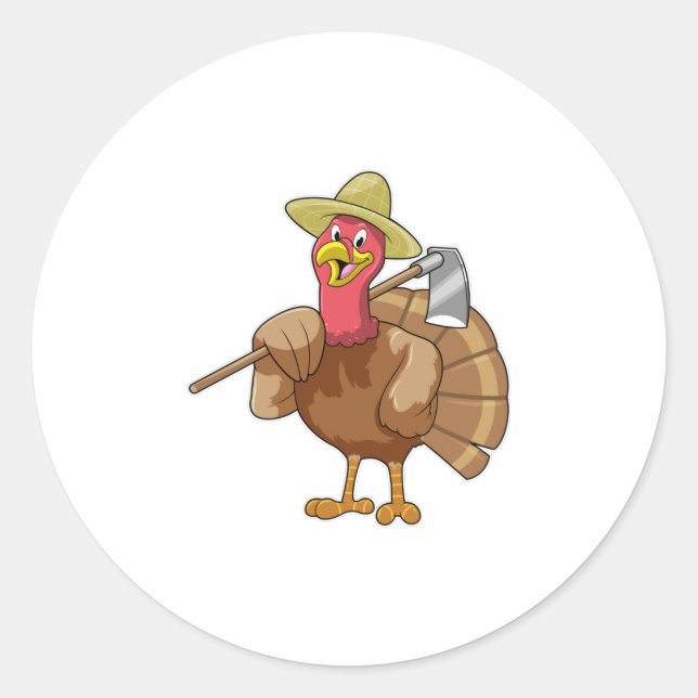 Sticker Rond Turkey as Farmer (Devant)