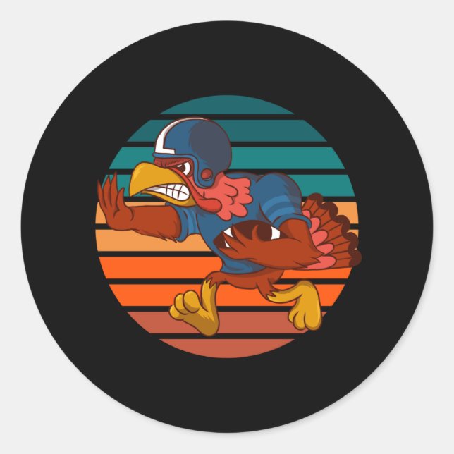 Sticker Rond Turkey Football Player Retro (Devant)