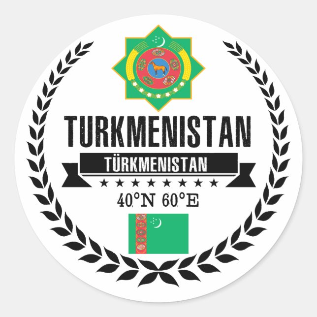 Sticker Rond Turkménistan (Devant)