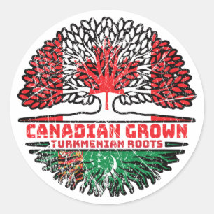 Sticker Rond Turkménistan Turkménistan Canadian Canada Tree Roo