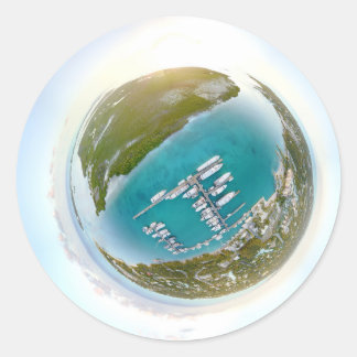 Sticker Rond Turks and Caicos minuscule panorama de la planète