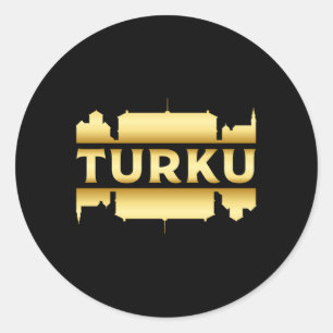 Sticker Rond Turku Finland City Skyline Cityscape Idée cadeau