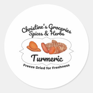 Sticker Rond Turmeric spice jar.