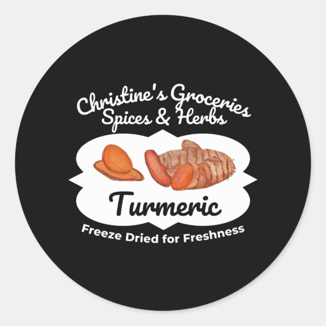 Sticker Rond Turmeric spice jar. (Devant)