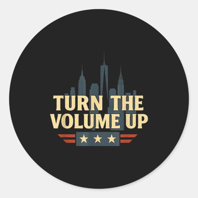 Sticker Rond Turn The Volume Up  (Devant)