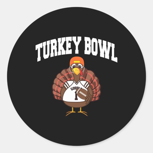 Sticker Rond Turquie Bowl Thanksgiving Funny Football jeu cadea (Devant)