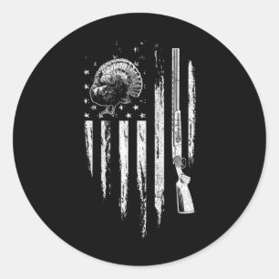 Sticker Rond Turquie Chasse Drapeau Américain Tonnerre poulet C