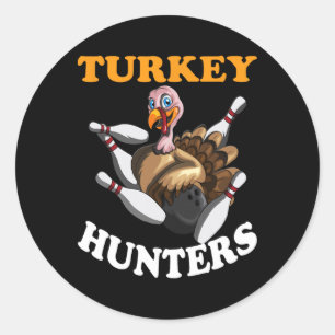 Sticker Rond Turquie chasseurs Turquie Thanksgiving Bowling Hn