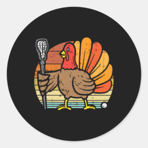 Sticker Rond Turquie Crosse Rétro Thanksgiving Sports Lax Men