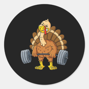 Sticker Rond Turquie Deadlift Fun Thanksgiving Day Fitness Pese