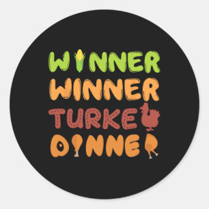 Sticker Rond Turquie Dîner Gagnante Thanksgiving Fall Fun Fall