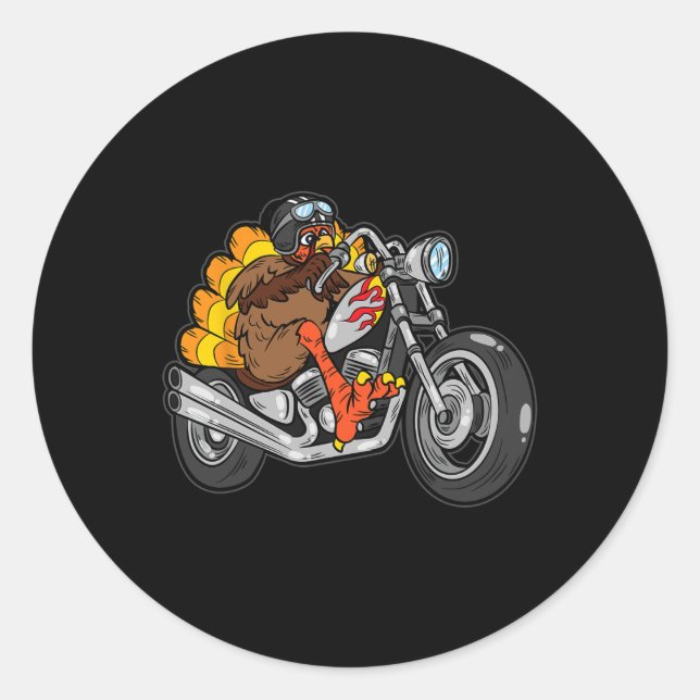 Sticker Rond Turquie équitation moto Thanksgiving Day Cool Fal (Devant)