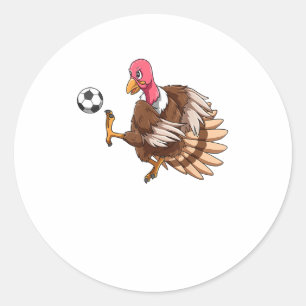 Sticker Rond Turquie Football Thanksgiving Turquie Jouer Au Foo