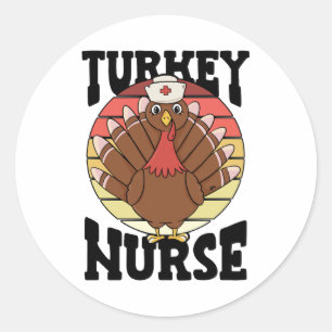 Sticker Rond Turquie Infirmière Thanksgiving Infirmières nation